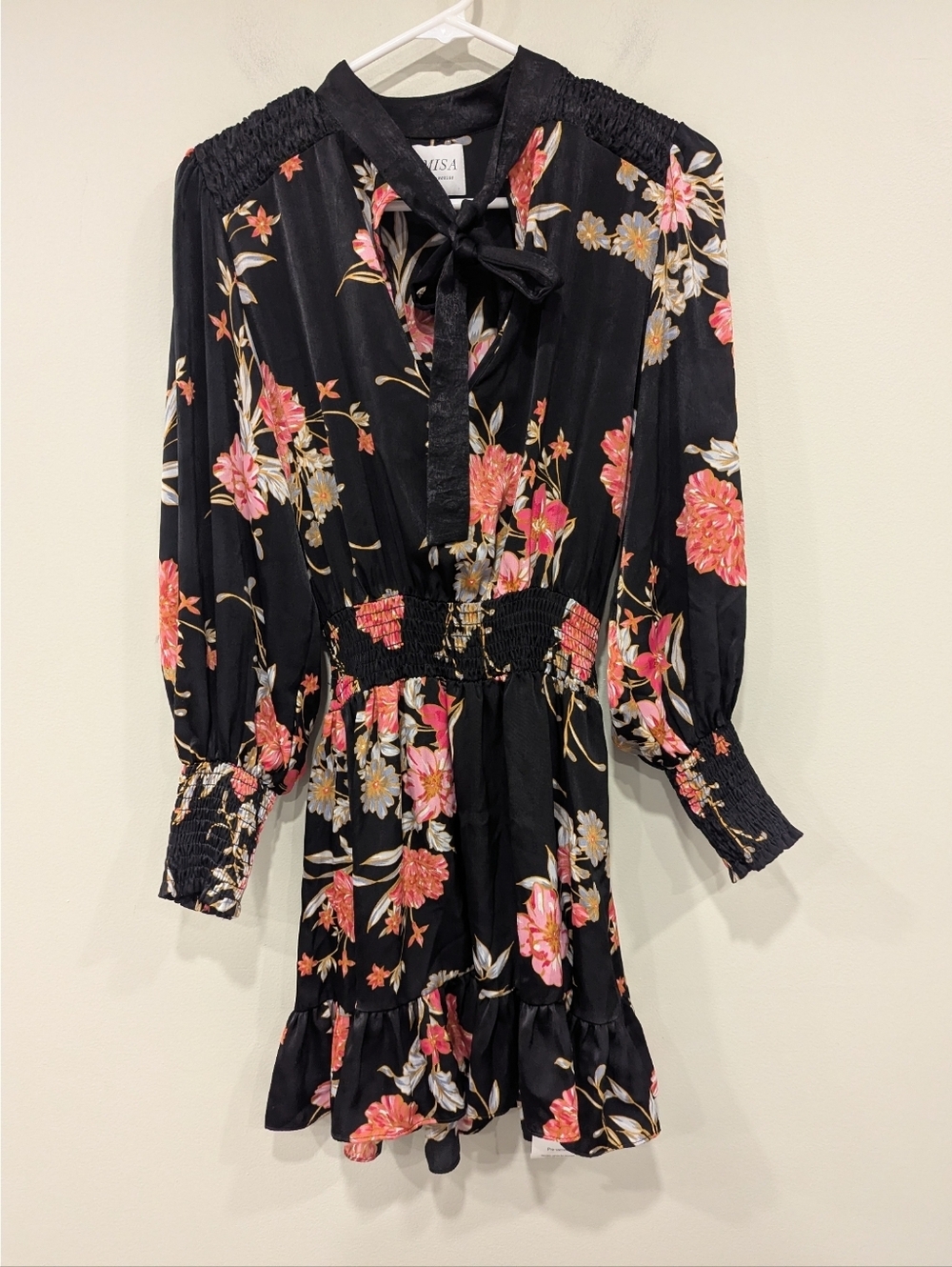 Misa Los Angeles Iyana Tie Neck Floral Mini Dress Size XS - Picture 4 of 8
